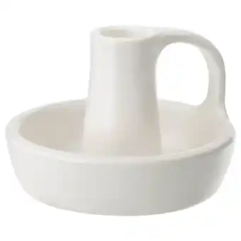 IKEA Een witte godtagbar kandelaar met een handvat en voet, gemaakt van steengoed aanbieding