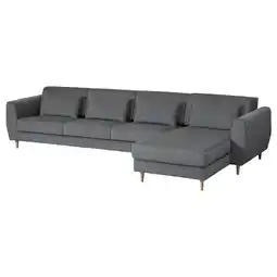 IKEA Donkergrijze l-vormige slatorp bank met houten poten en kussens aanbieding