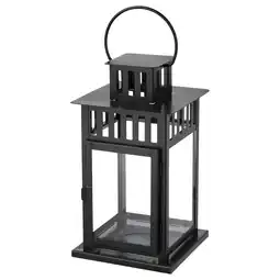 IKEA Zwarte borrby lantaarn, vierkante vorm, staal & glas, geschikt voor binnen/buiten gebruik aanbieding