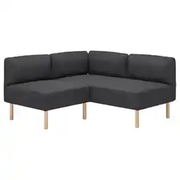 IKEA Moderne donkergrijze hoekbank met houten poten aanbieding