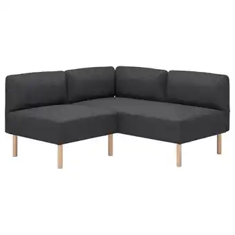 IKEA Moderne donkergrijze hoekbank met houten poten aanbieding