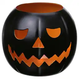 IKEA Halloween pompoenvormige kandelaar, zwart met oranje rond, metaal met plastic voet aanbieding