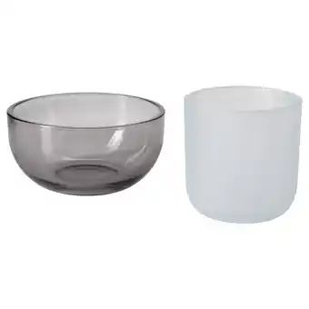 IKEA Set van 2 talltita glazen theelichthouders, een grijze, een witte, ronde vorm, eenvoudig ontwerp aanbieding