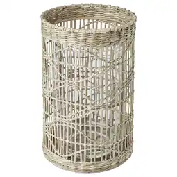 IKEA Een slipprig rieten lantaarn, beige, cilindrisch, met de hand geweven van zegge aanbieding