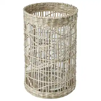 IKEA Een slipprig rieten lantaarn, beige, cilindrisch, met de hand geweven van zegge aanbieding