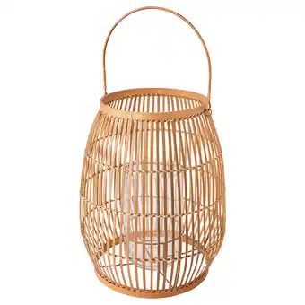 IKEA HÖvisk bamboe lantaarn, naturel. Handgeweven met een handvat, met een glazen kandelaar aanbieding