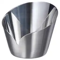 IKEA Een metallic zilveren, glanzende, cilindrische roestvrijstalen kandelaar met een strak, glad ontwerp aanbieding