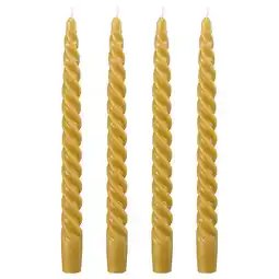 IKEA Vier hoge, gouden gedraaide kaarsen. Eenvoudig en elegant, perfect voor sfeer aanbieding