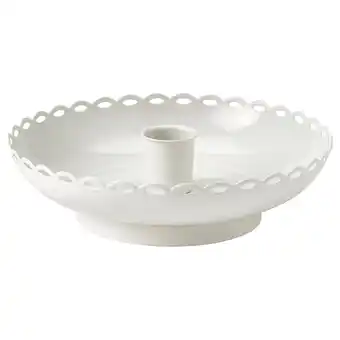 IKEA Ronde witte keramische kandelaar met geschulpte rand en centrale buis voor kaars aanbieding
