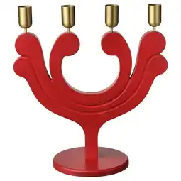 IKEA Rode vinterfint kandelaar met vier gouden kaarsen, geometrische vorm aanbieding