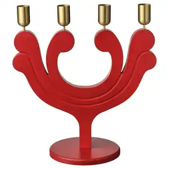 IKEA Rode vinterfint kandelaar met vier gouden kaarsen, geometrische vorm aanbieding