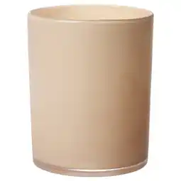 IKEA Zes-inch hoge, cilindrische, lichtbeige glazen kandelaar aanbieding