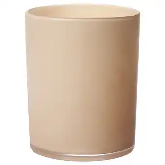 IKEA Zes-inch hoge, cilindrische, lichtbeige glazen kandelaar aanbieding