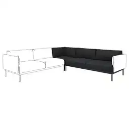 IKEA Moderne l-vormige Äpplaryd bank, strakke zwarte stof, metalen poten, minimalistisch design aanbieding