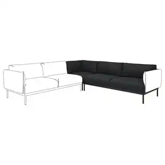 IKEA Moderne l-vormige Äpplaryd bank, strakke zwarte stof, metalen poten, minimalistisch design aanbieding