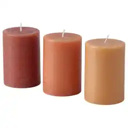 IKEA Drie kaarsen: rood, oranje, geel, naast elkaar, witte lonten, gradiënteffect aanbieding