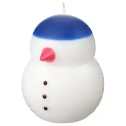 IKEA Vinterfint sneeuwpop kaars: wit, blauwe hoed, rode neus, ronde vorm aanbieding