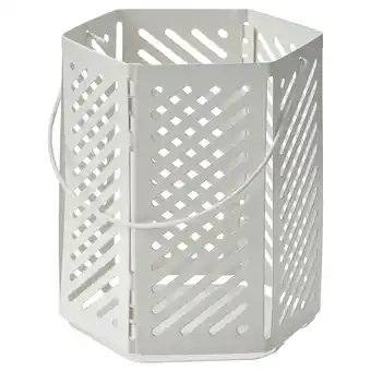 IKEA Witte vÅrsyren lantaarn met zeshoekige stalen behuizing en handvat, uitsparingen voor schaduweffect aanbieding