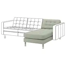 IKEA Moderne L-vormige bank in lichtgrijze stof, getuft design aanbieding
