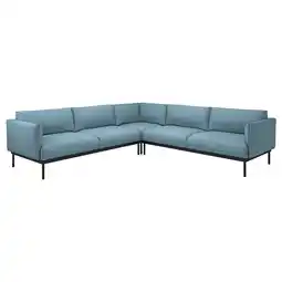 IKEA Blauwe Äpplaryd modulaire bank, l-vormig, lichtgrijze stof, metalen poten aanbieding