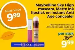 Trekpleister Maybelline Sky High mascara, Matte Ink lipstick en Instant Anti Age concealer aanbieding