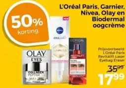 Trekpleister L'Oréal Paris, Garnier, Nivea, Olay en Biodermal oogcrème aanbieding