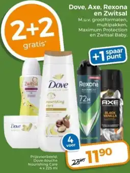 Trekpleister Dove, Axe, Rexona en Zwitsal aanbieding
