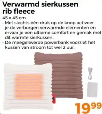 Trekpleister Verwarmd sierkussen rib fleece aanbieding