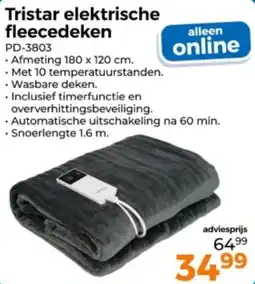 Trekpleister Tristar elektrische fleecedeken aanbieding