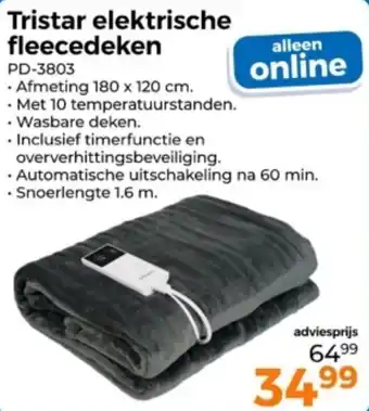 Tristar elektrische fleecedeken