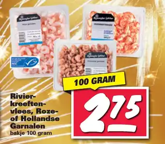 Nettorama Rivierkreeftenvlees, Roze-of Hollandse Garnalen 100 gram aanbieding