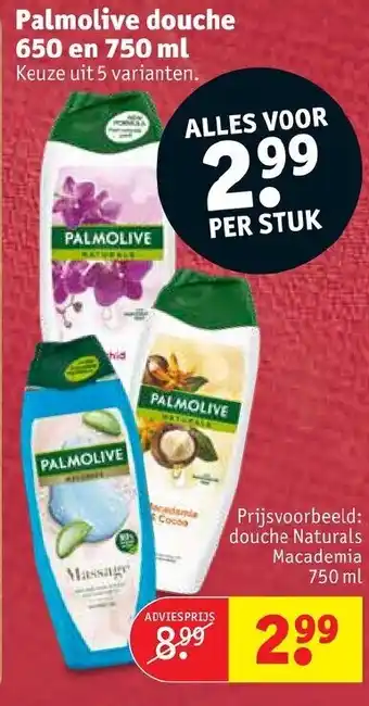 Kruidvat Palmolive douche 650 en 750 ml aanbieding