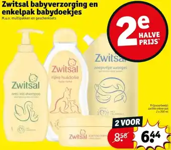 Kruidvat Zwitsal babyverzorging en enkelpak babydoekjes aanbieding