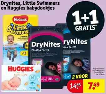 Kruidvat Drynites, Little Swimmers en Huggies babydoekjes aanbieding