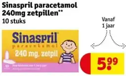 Kruidvat Sinaspril paracetamol 240mg zetpillen aanbieding