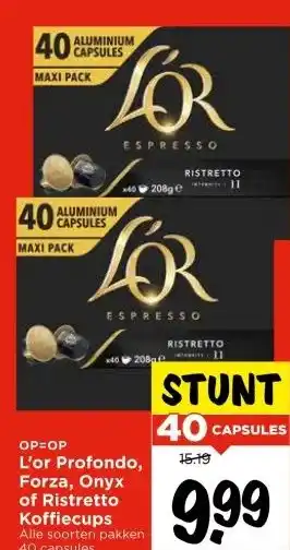 Vomar Voordeelmarkt L'or Profondo, Forza, Onyx of Ristretto Koffiecups aanbieding