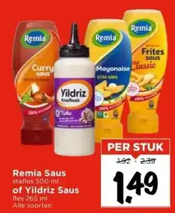 Vomar Voordeelmarkt Remia Saus of Yildriz Saus aanbieding