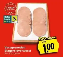 Vomar Voordeelmarkt Versgesneden Slagersleverworst aanbieding