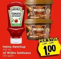 Vomar Voordeelmarkt Heinz Ketchup of Wijko Satésaus aanbieding