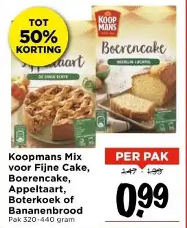 Vomar Voordeelmarkt Koopmans Mix voor Fijne Cake, Boerencake, Appeltaart, Boterkoek of Bananenbrood aanbieding