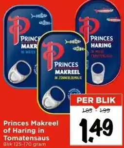Vomar Voordeelmarkt Princes Makreel of Haring in Tomatensaus aanbieding
