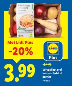 Lidl Verspakket prei kerrie schotel of burrito aanbieding
