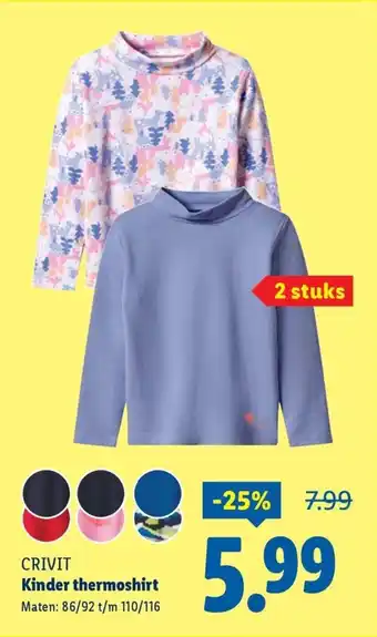 Lidl Crivit kinder thermoshirt aanbieding