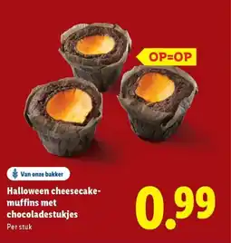 Lidl Halloween cheesecake muffins met chocoladestukjes aanbieding