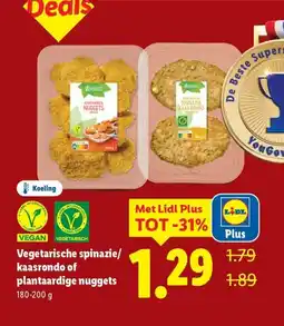 Lidl Vegetarische spinazie kaasrondo of plantaardige nuggets aanbieding