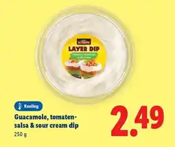 Lidl Guacamole tomaten salsa & sour cream dip aanbieding