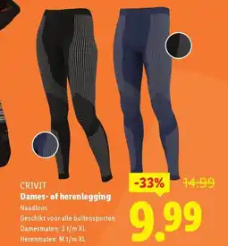 Lidl Crivit dames of herenlegging aanbieding