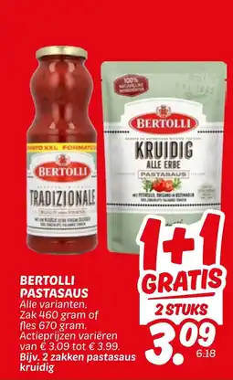 Dekamarkt Bertolli pastasaus aanbieding