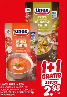 Dekamarkt Unox soep in zak aanbieding