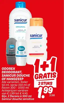 Dekamarkt Odorex deodorant sanicur douche of handzeep aanbieding
